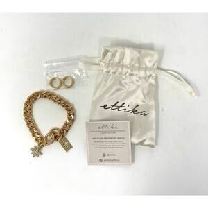 Ettika Starry Charms 18k Gold Plated Chain Link Bracelet 7" Long w/ 2 Extenders